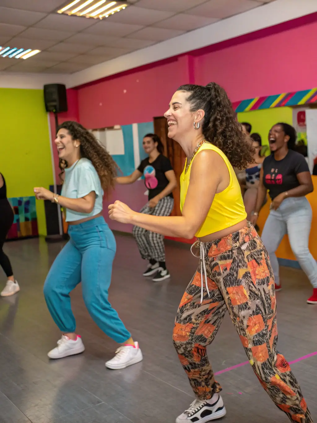A dynamic image depicting a dance workshop in progress, with participants of various ages and backgrounds moving together, showcasing the inclusive nature of LA ET LA's dance programs.
